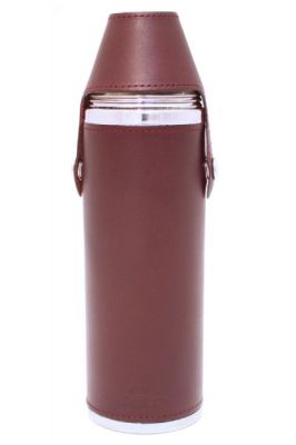 10oz Burgundy Leather Hunter Flask