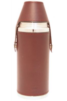 8oz Burgundy Leather Hunter Flask