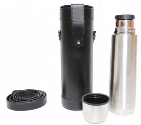 Black Leather Thermos Flask