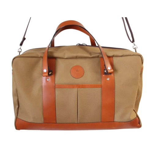 Large Tan Canvas and Leather Holdall Bag