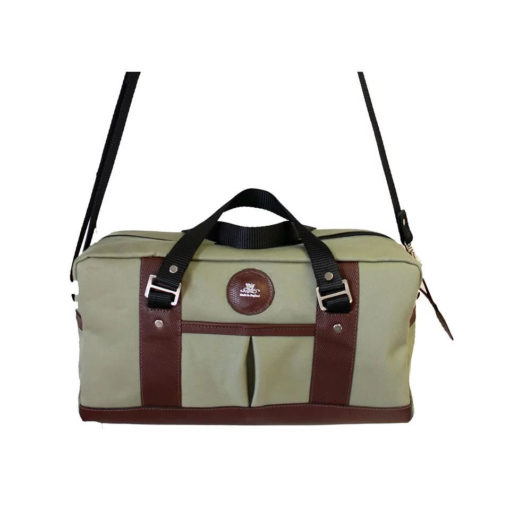 Small Green Canvas and Leather Holdall Bag
