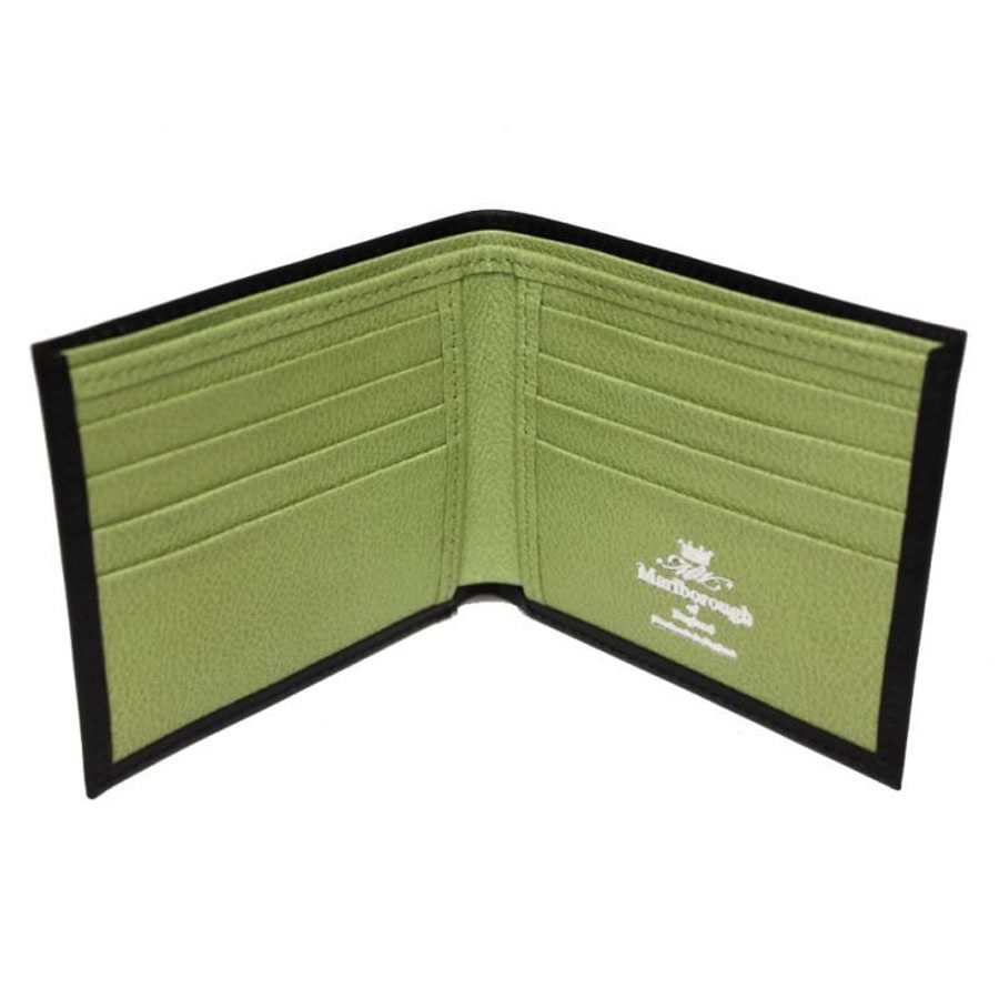 Luxury Black with Light Green Leather Billfold Wallet Luxury Leather
