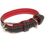 Black and Red Leather Dog Collar
