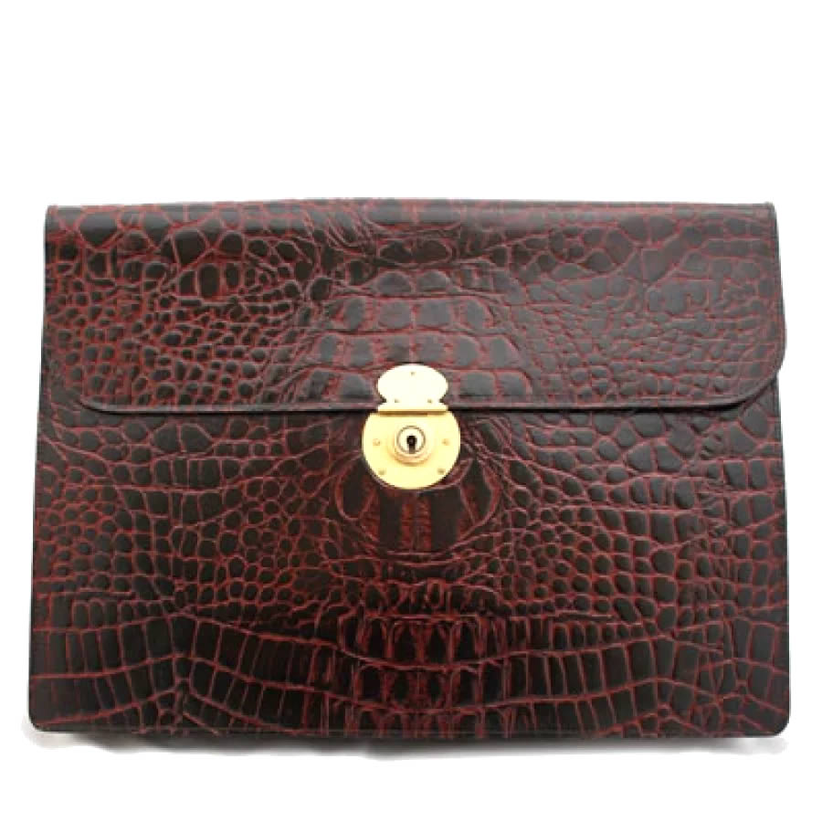 Brown Amazon Croc Underarm Document Case Luxury Leather Gifts