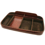 Brown Nile Croc Effect Leather Night Tray