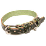 Green Leather Dog Collar